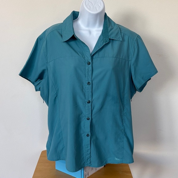 REI Tops - REI Tactel Nylon Turquoise Women's Short Sleeve Hiking Shirt Size 1X